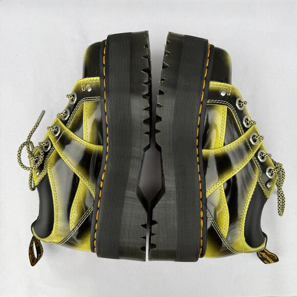 Green Arcadia Quad Max Platform Dr. Martens Leather Shoes Rub Off Brush 5i Eye 8 - Picture 4 of 10